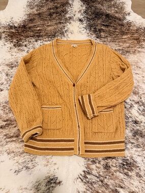 Natura Mustard Knit Cardigan – Relaxed XL Fit